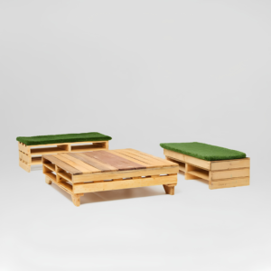 Pallet Table and 2 Bench Seats